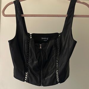 Bebe Black Leather Crop Top